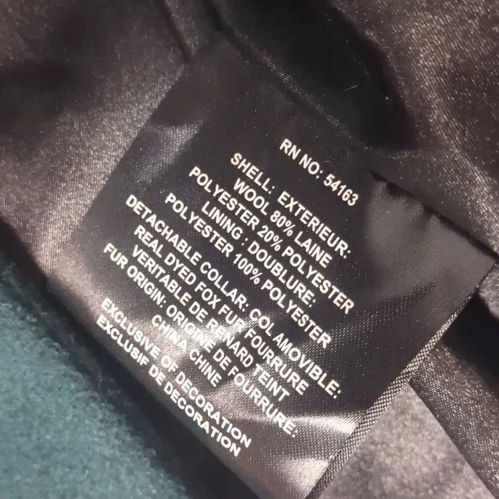 NWT Andrew Marc Fur Trim Dark Emerald Green Pea Wool Trench Coat 6 - Picture 8 of 11